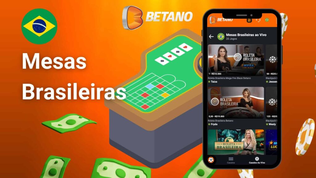 Avaliação das mesas brasileiras na aplicação de casino Betano Brasil