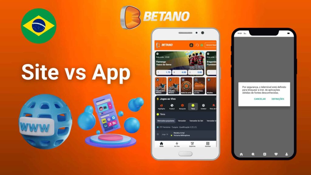 Comparação entre o site de apostas e casino Betano Brasil e a aplicação móvel